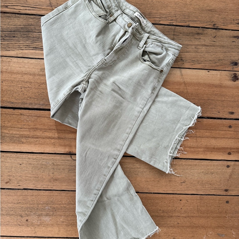 Oat New York Green Flare Wide Leg Jeans